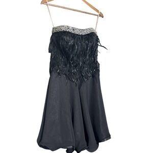 Atelier Alyce Black Strapless Tulle Dress Party Black Swan Feather Whimsigoth 6
